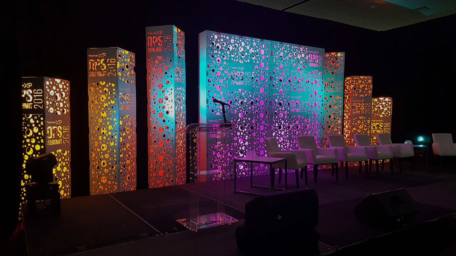 Style Tyles walls and towers illuminated in vivid colors vivid