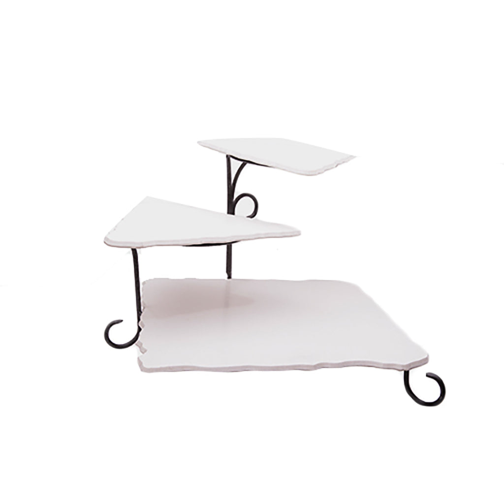 3-Tier Stand - Wrought Iron/White Marble