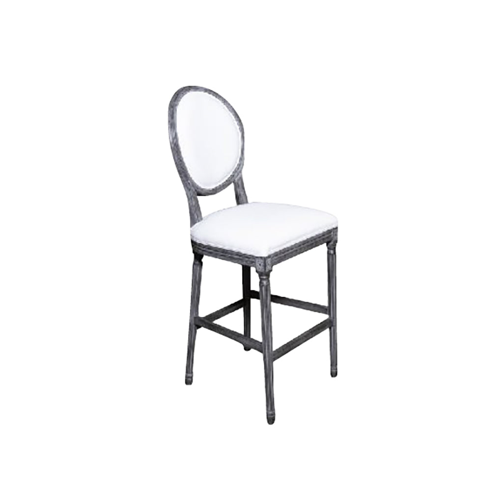 Asher White Linen and Charcoal Bar Stool