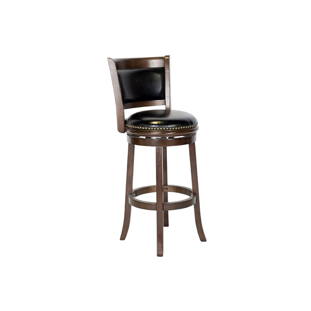 Cappuccino Mahogany and Black Leather Bar Stool