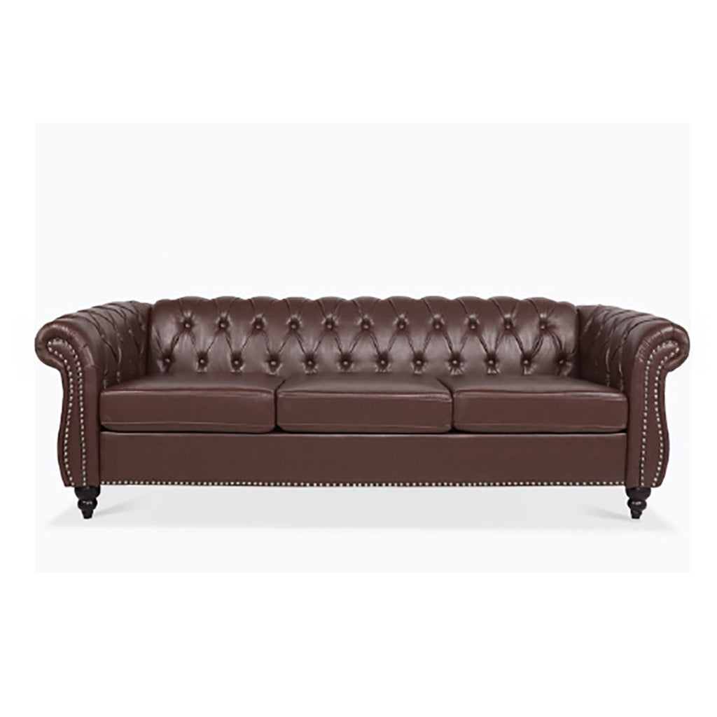 Chesterfield Dark Brown Faux Leather