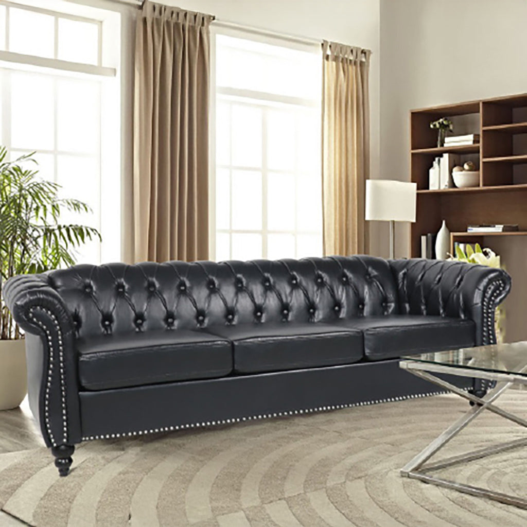 Chesterfield Black Faux Leather