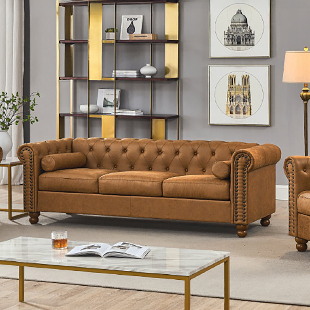 Chesterfield Faux Suede Leather Sofa