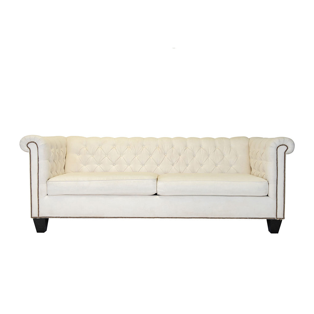 Chesterfield Ivory Twill Tufted Sofa