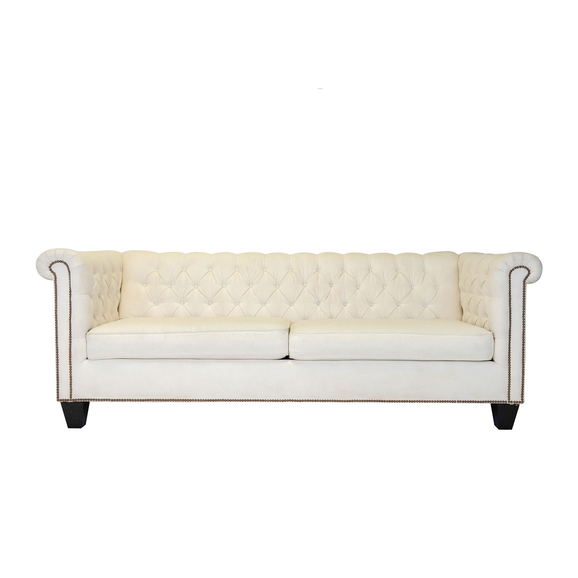 Chesterfield Tufted Cream Twill Sofa