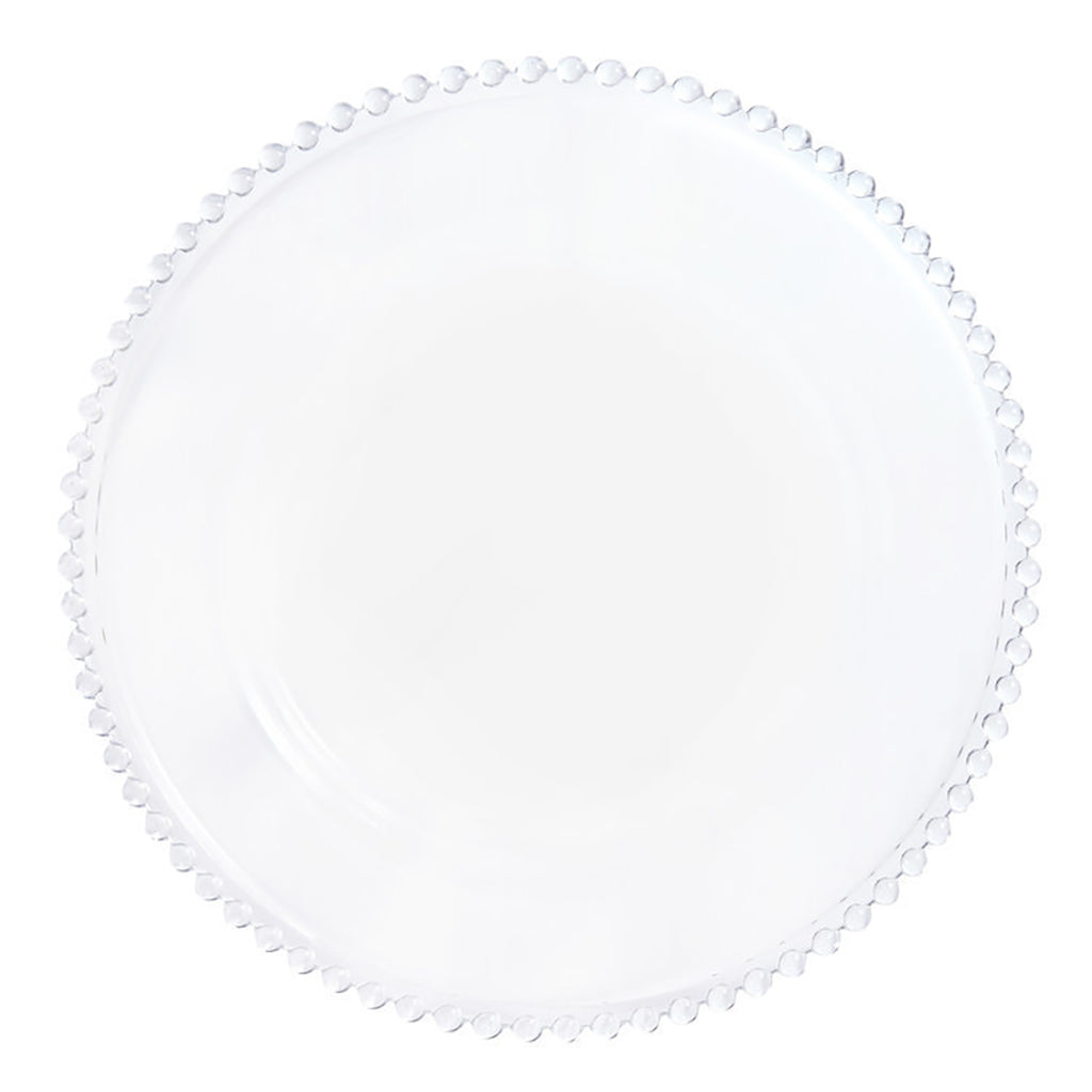 Clear Glass Charger w/ Clear Bead Rim