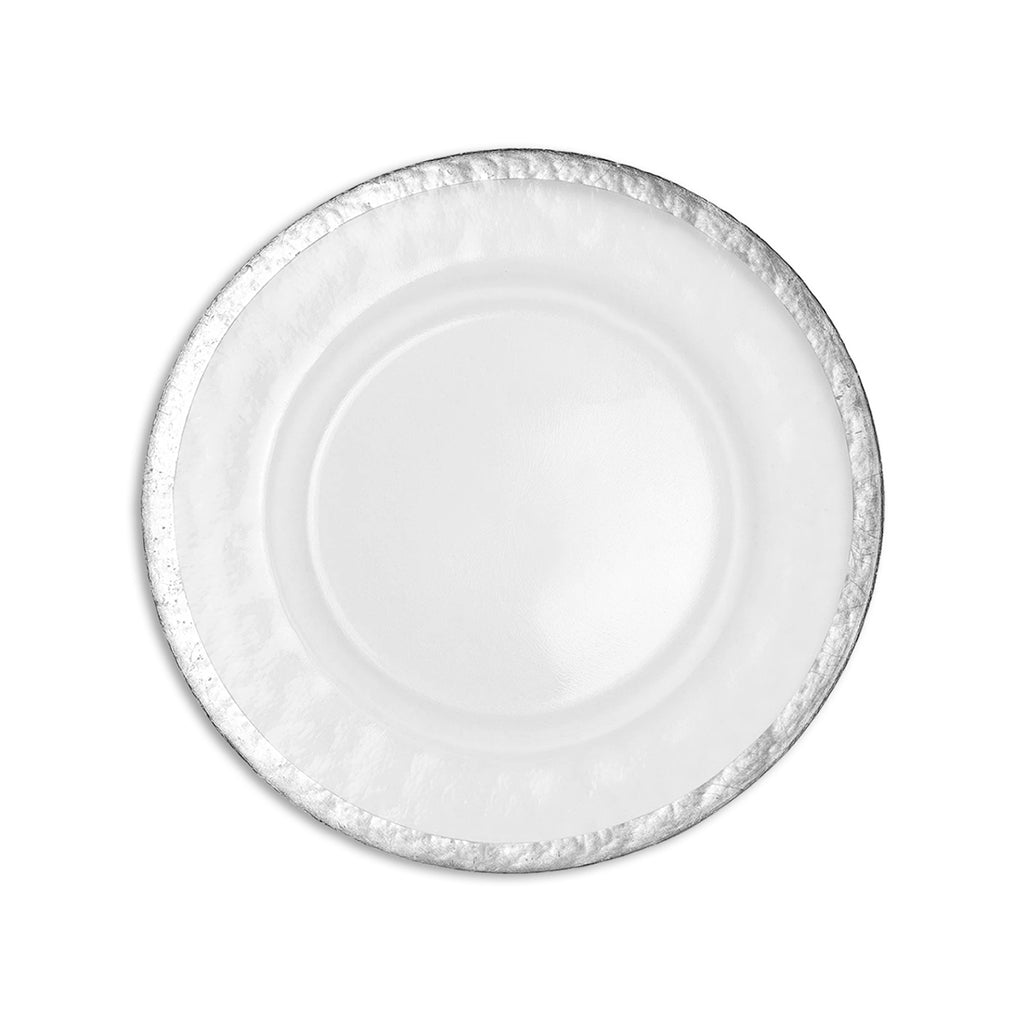 Clear Glass Charger w/ Silver Band