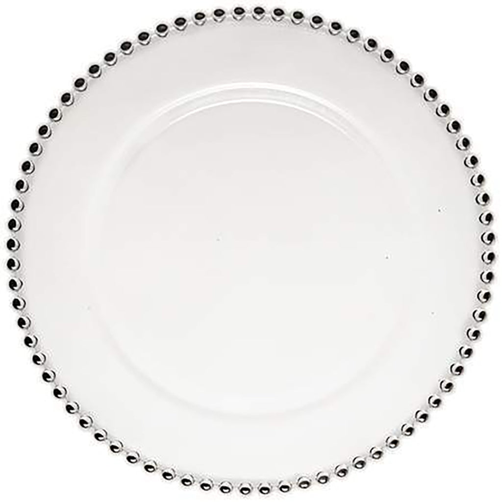 Clear Glass Charger w/ Silver Bead