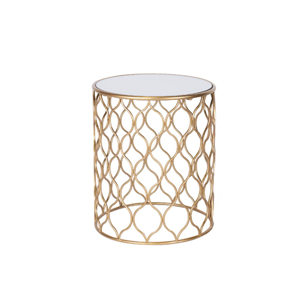 Diamond Gold Mirror Top Large Side Table