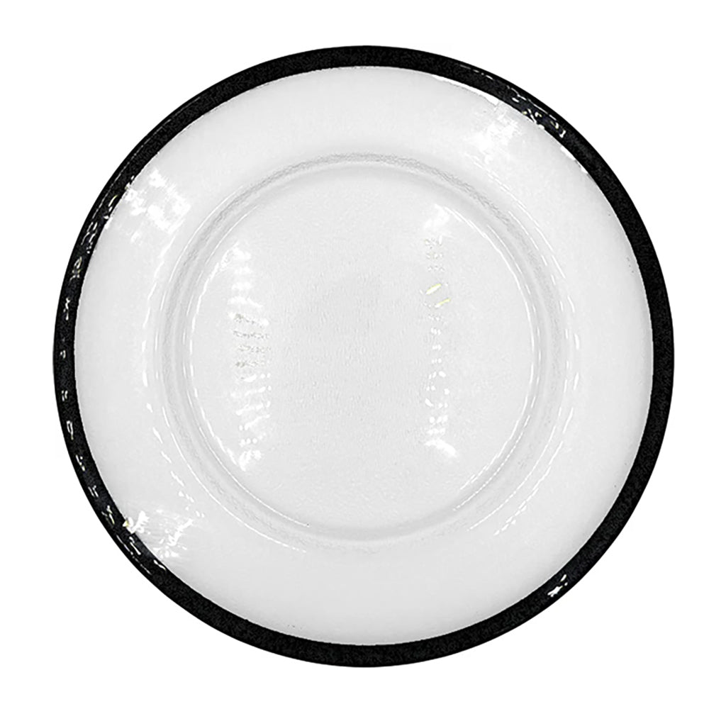 Glimmer w/ Black Rim Glass Charger