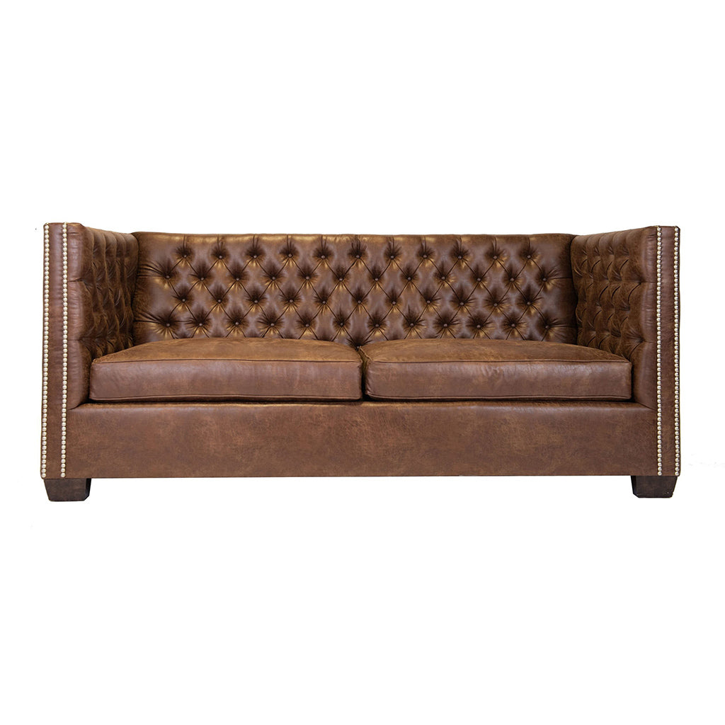 Harlan Tufted Brown Leather Sofa