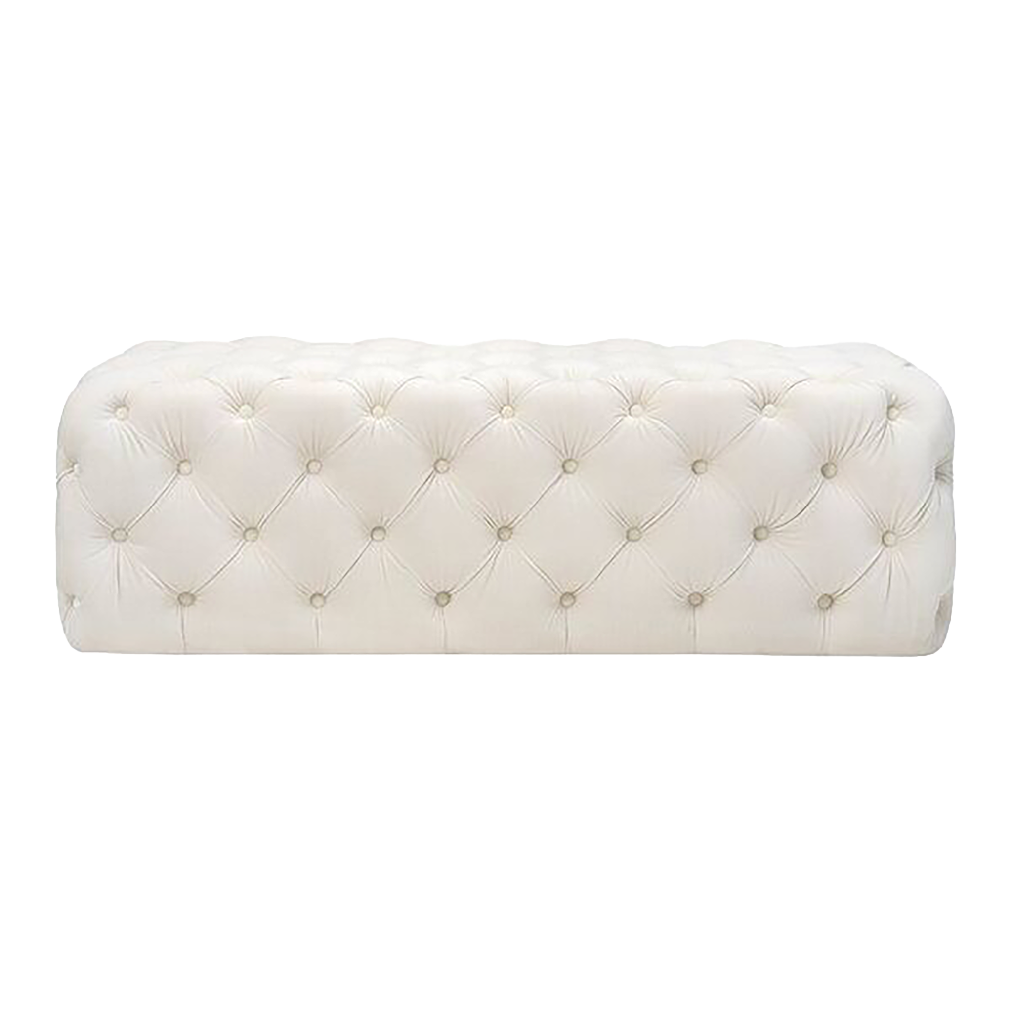 Ivory Velvet Tufted Ottoman
