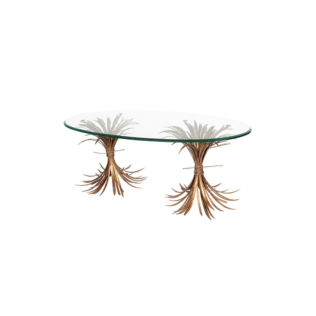 Joselle Glass Top Coffee Table with Gold Pedestal Stand