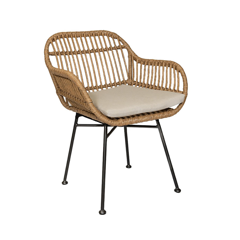 Jungle Wicker Side Chair with Taupe Cushion