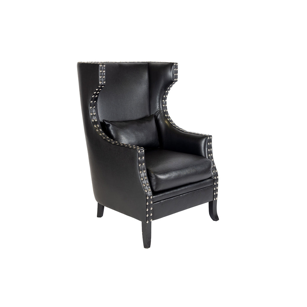 Kubric Onyx Black Leather Club Chair
