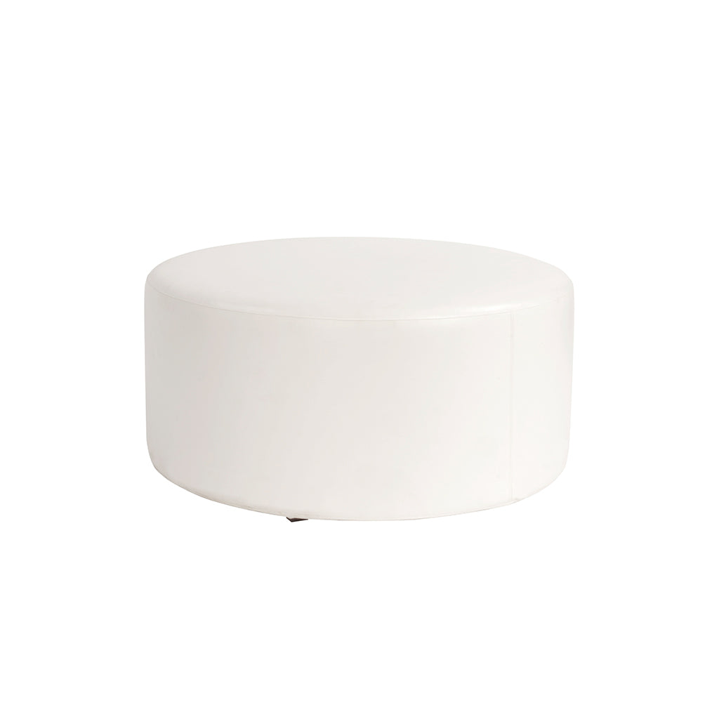 Leather White Round Ottoman