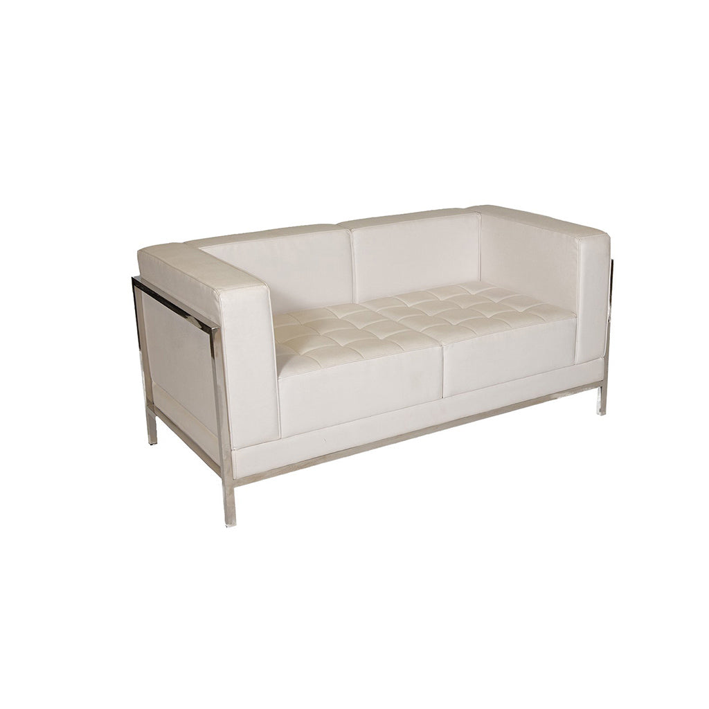 Margo White Leather Loveseat