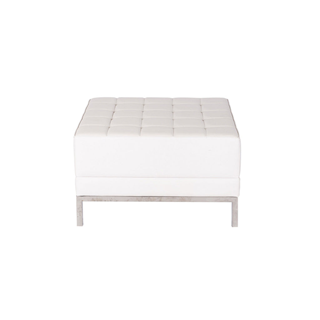 Margo White Leather Ottoman