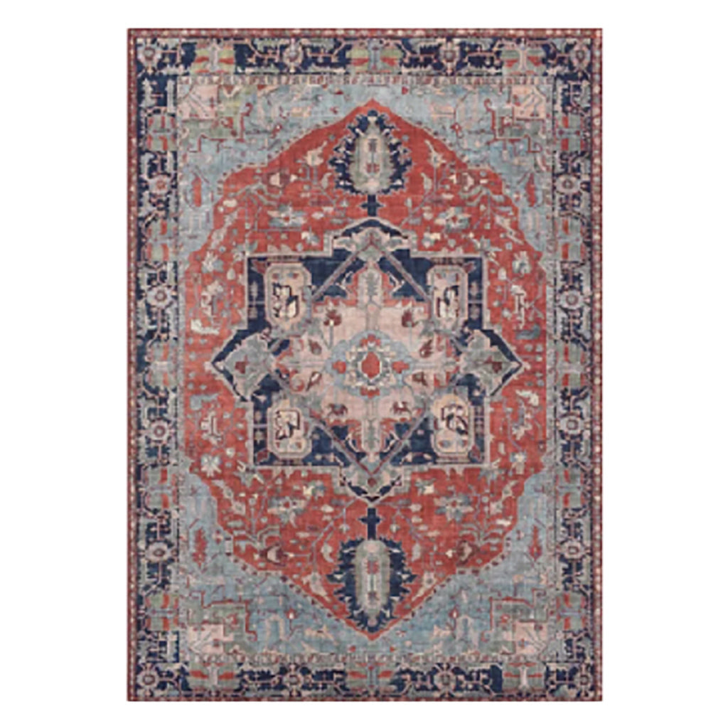 Navy and Red Traditional Rug