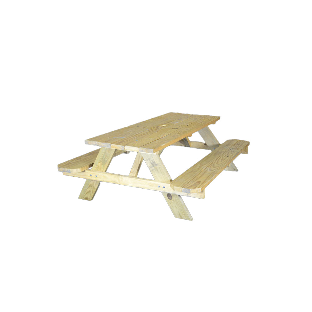 Picnic Natural Wood Table w/ Benches - 6'