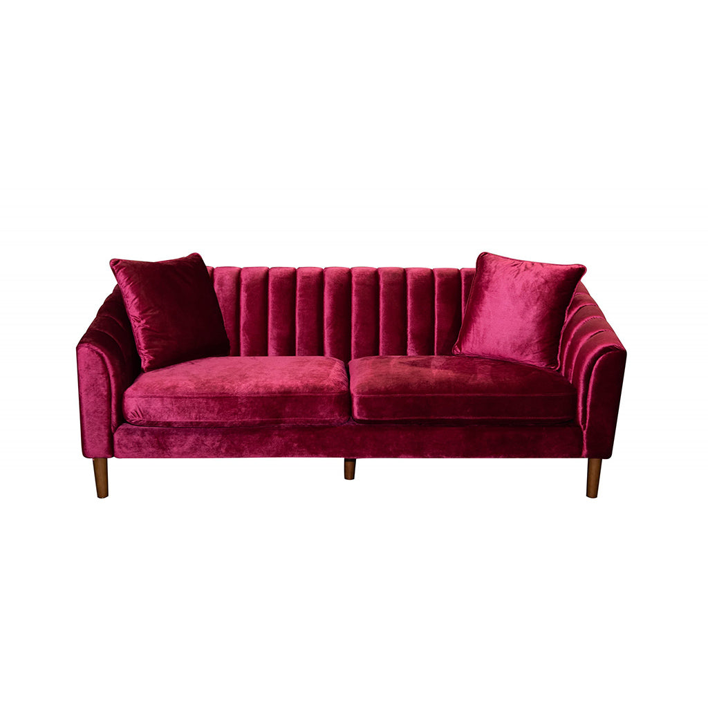 Redford Red Velvet Sofa