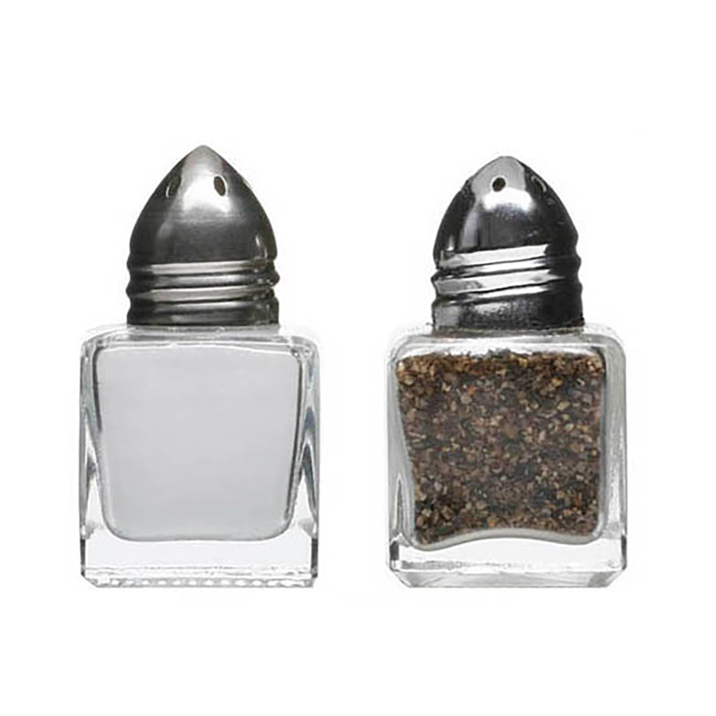 Salt & Pepper Set - Mini Glass/Chrome Top