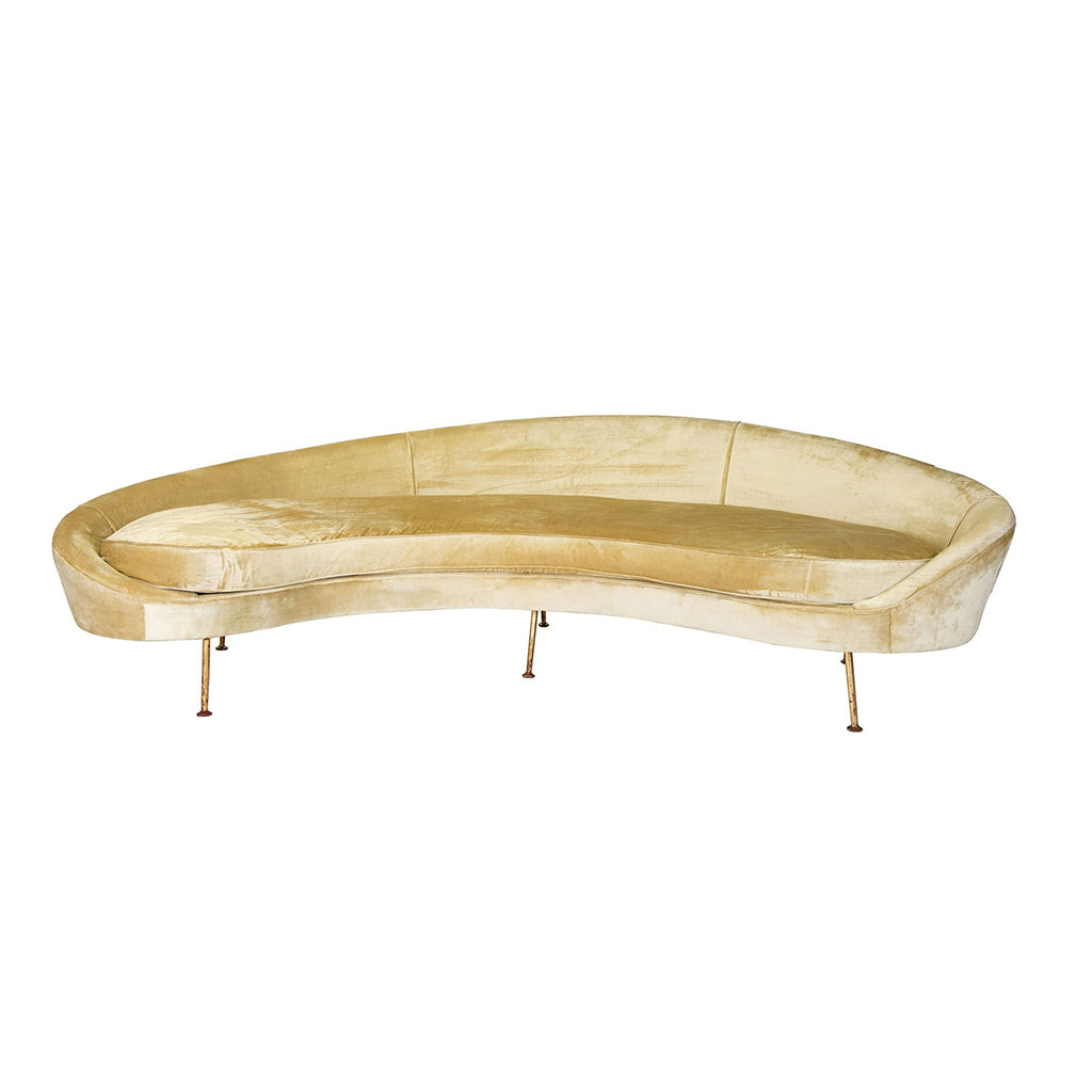 Simone Golden Velvet Curved Sofa