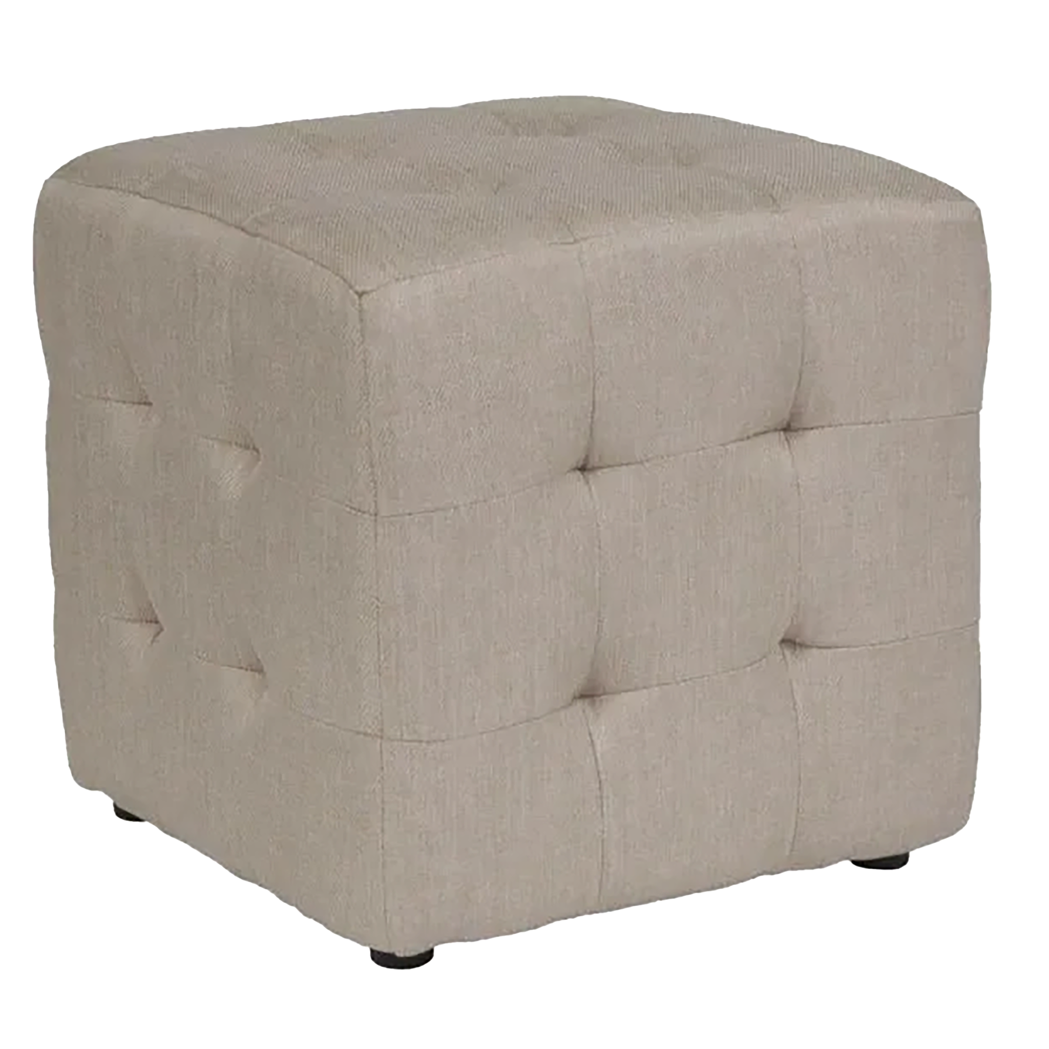 Square Tufted Linen Stool