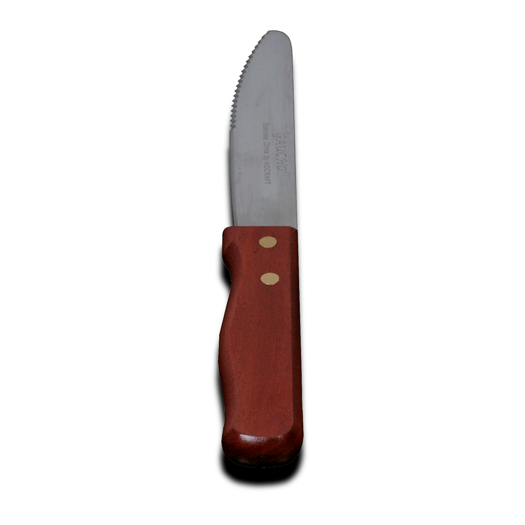 Stainless Steel Steak Knife w/ Dark Wood Handle