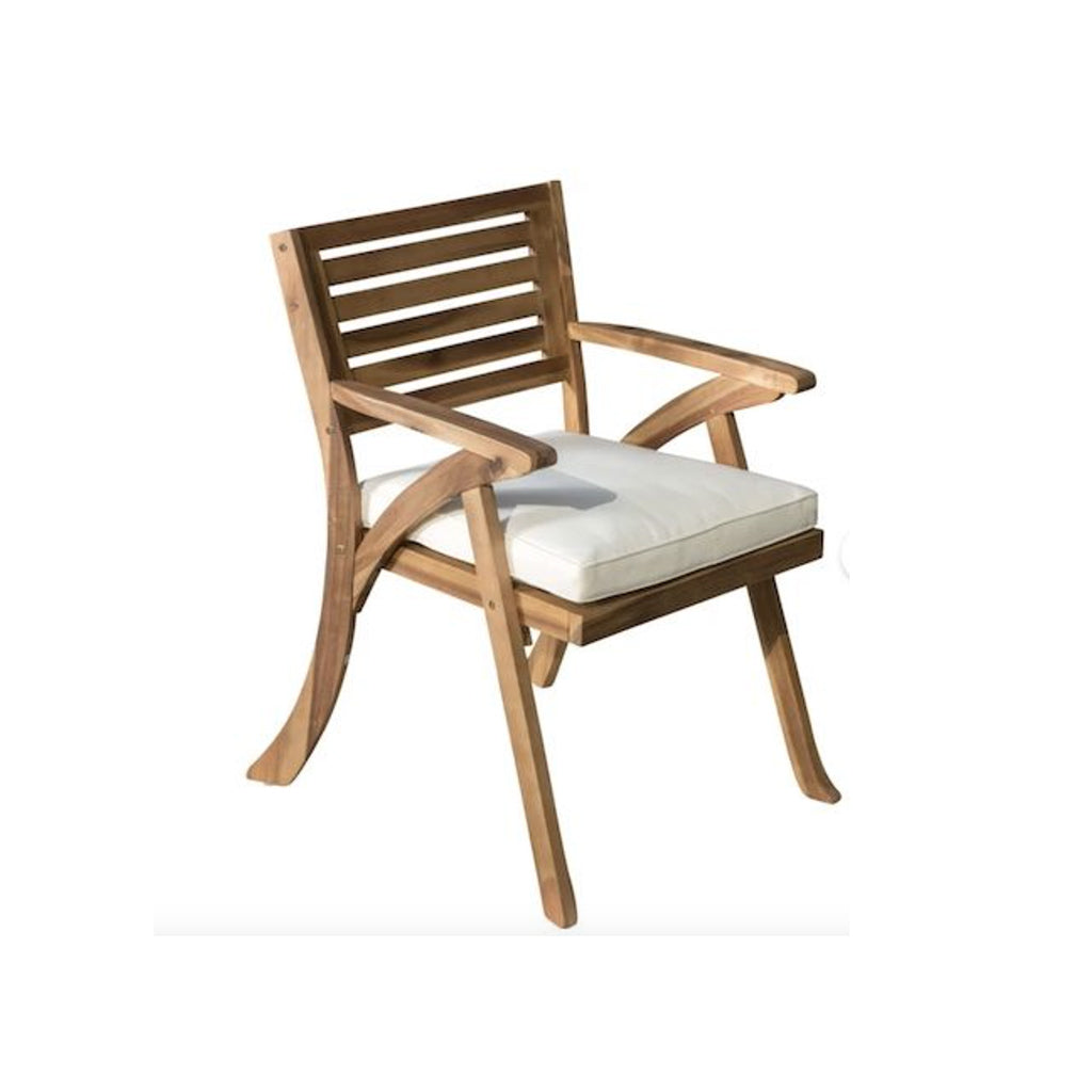 Teak Arm Chair with Ivory Cushion