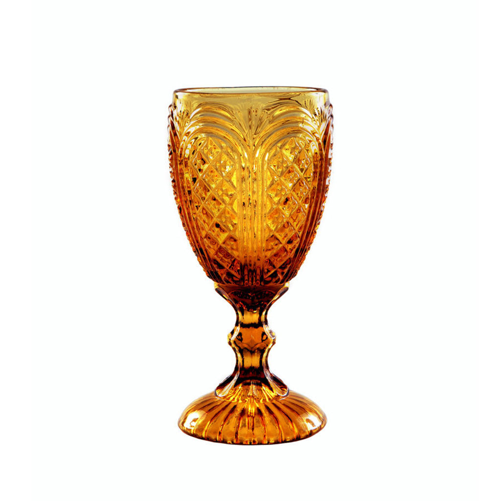 Vintage Carousel Amber Goblet - 11 oz