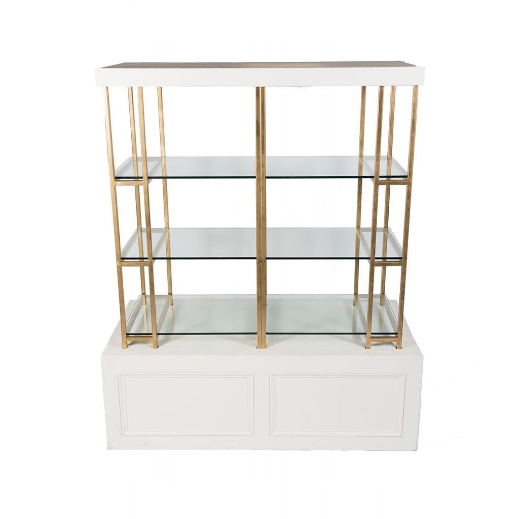 Glass and Gold Bar Back with White Bottom and Top