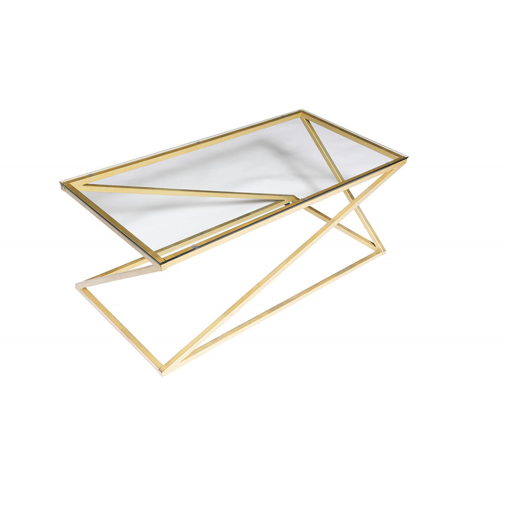 Zenon Matte Gold Glass Top Coffee Table