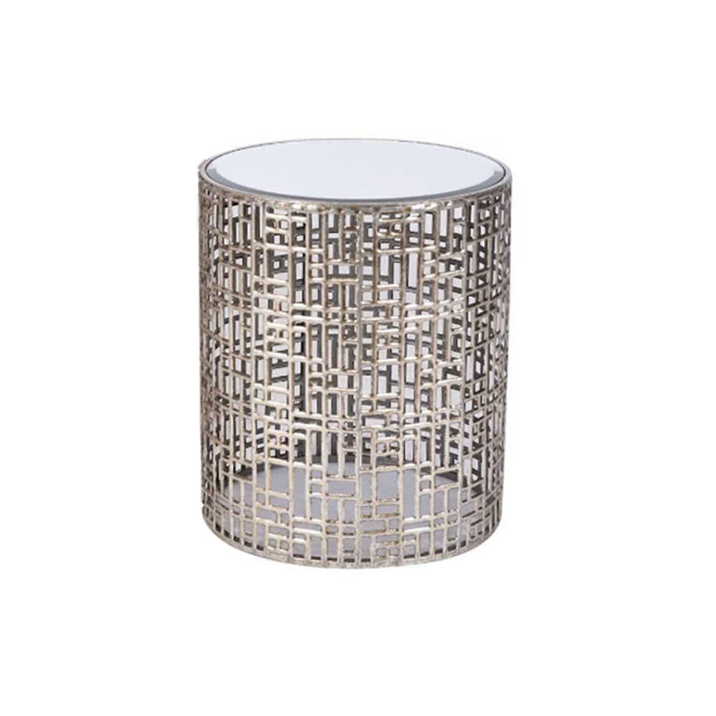 Zoey Silver with Mirror Top Large Side Table