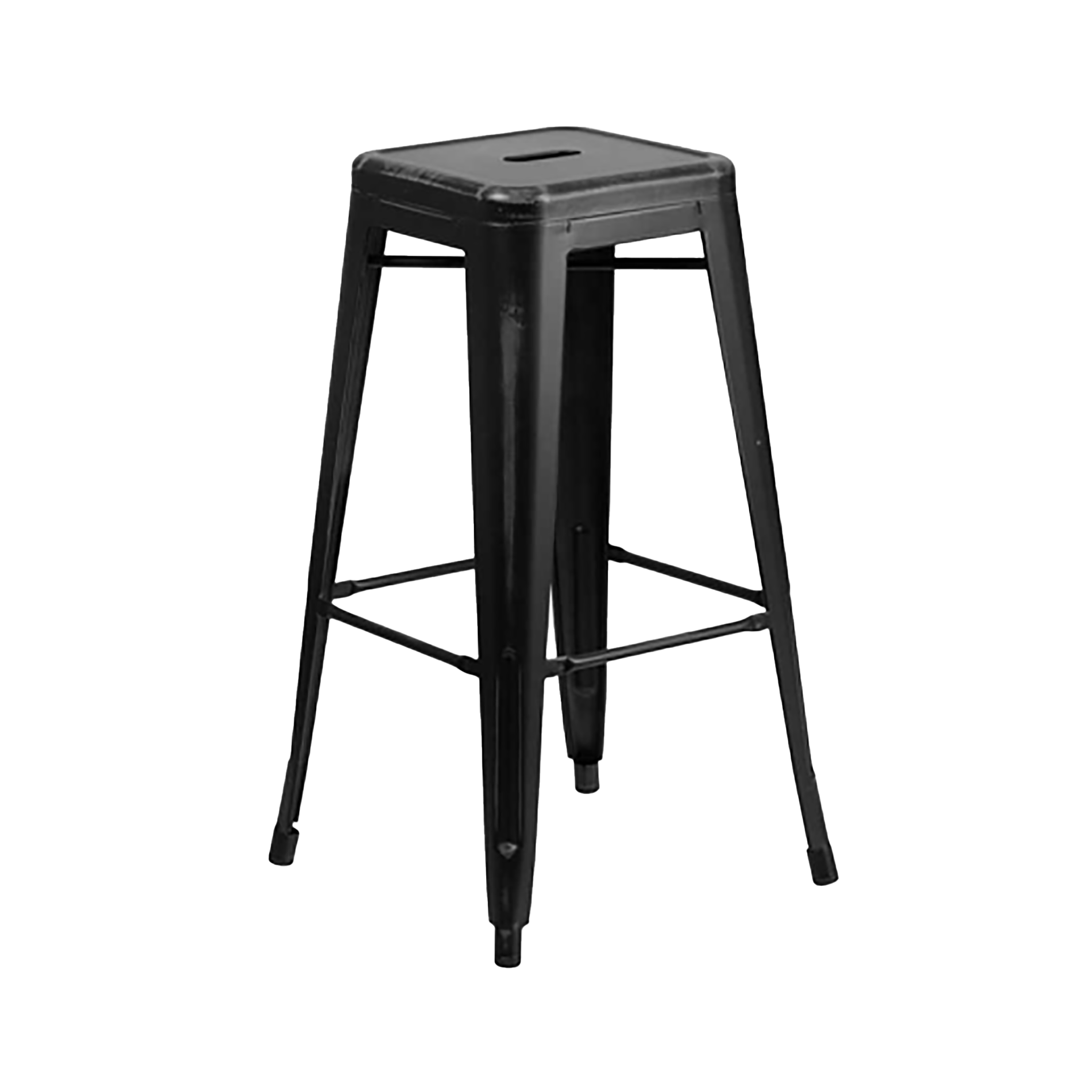 Distressed Metal Stool Black