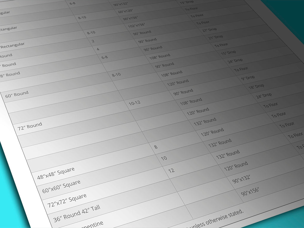 Product Guide: Linen Size Chart