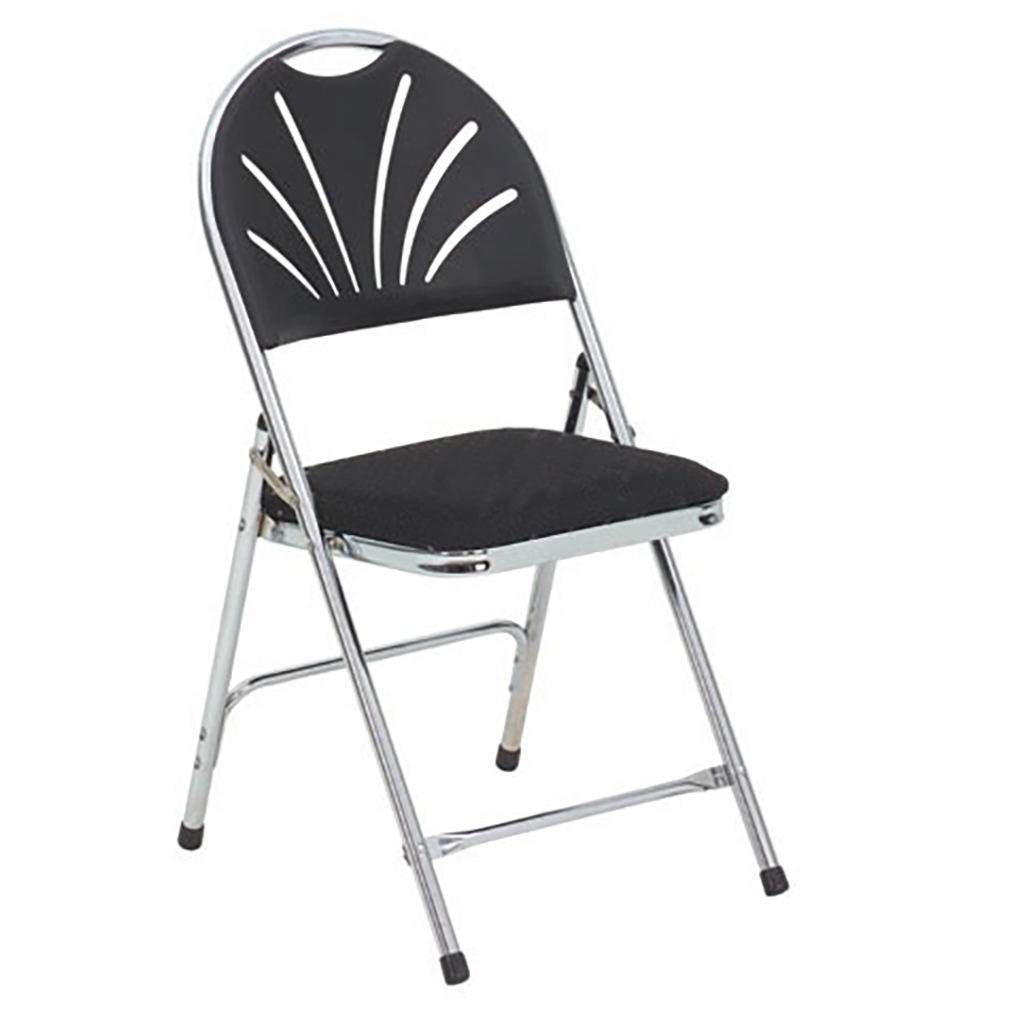 Contour Back w/ Padded Seat Folding Black Chair