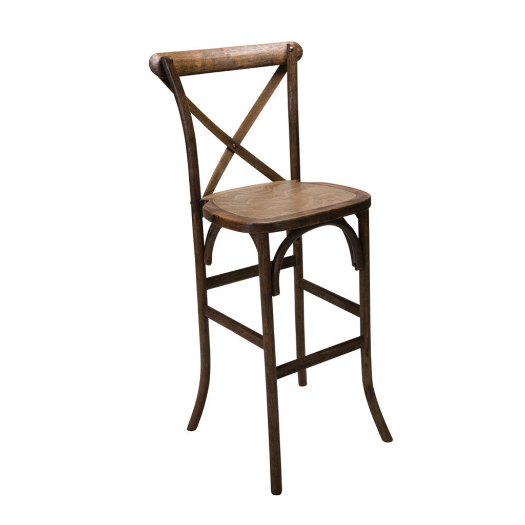 Crossback Antique Wood Barstool