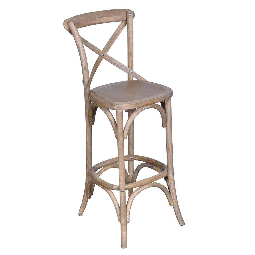 Crossback Hickory Wood Barstool