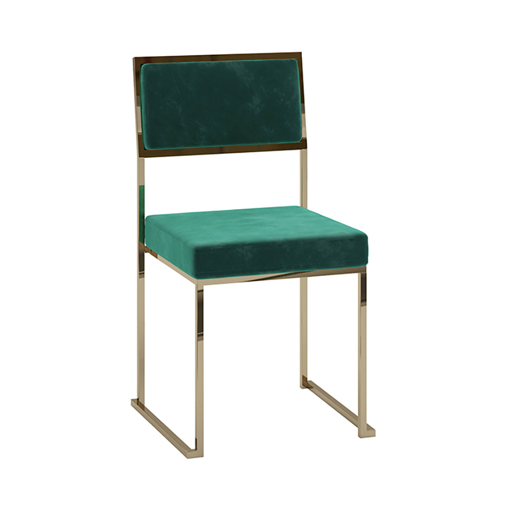 Edison Gold w/ Emerald  Velvet Cushions Chair