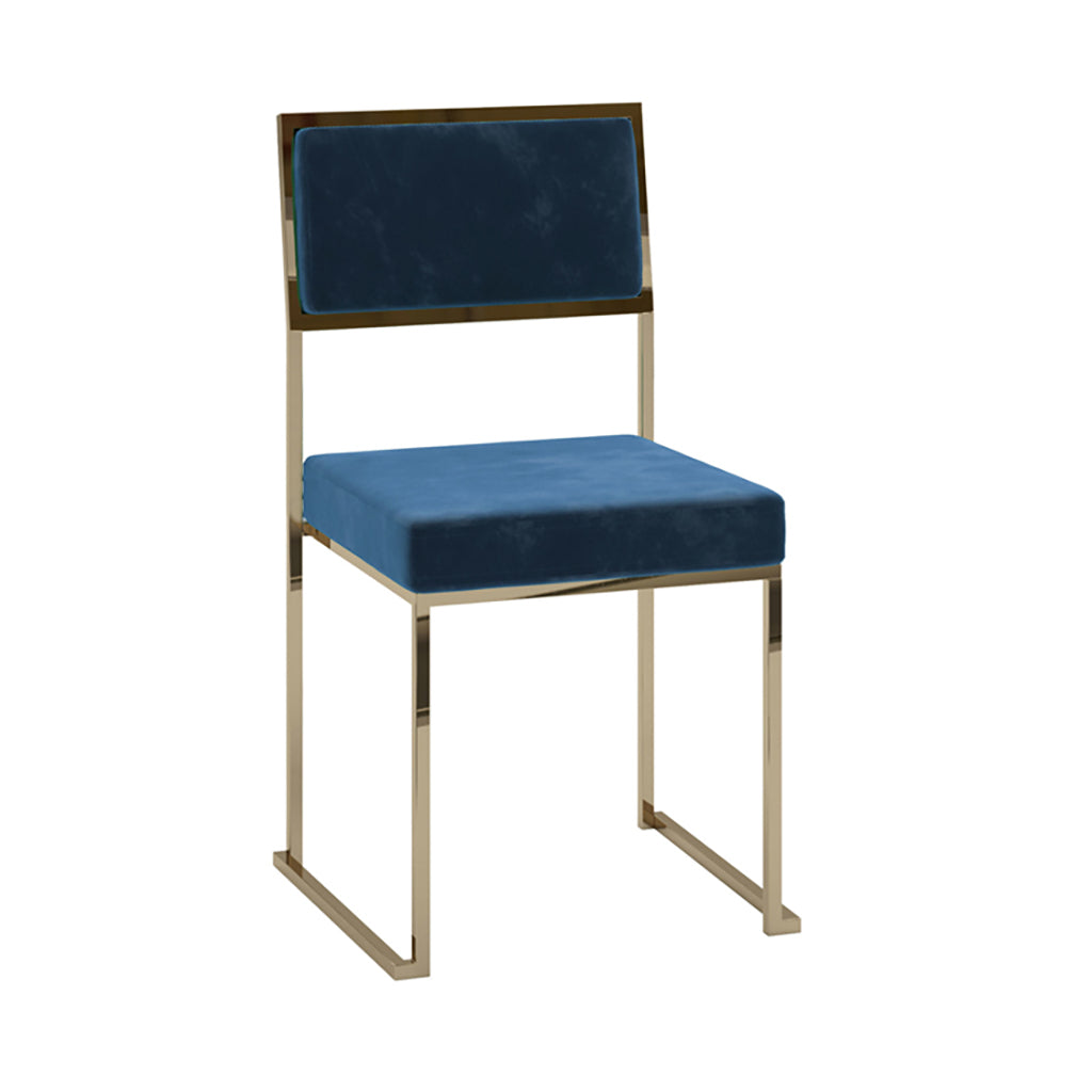 Edison Gold w/ Sapphire Velvet Cushions Chair