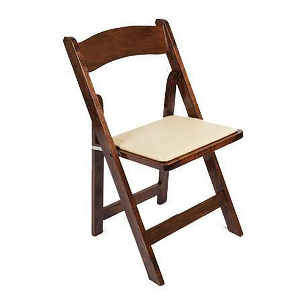 Garden Folding Fruitwood w/ Beige Seat Wood Chair