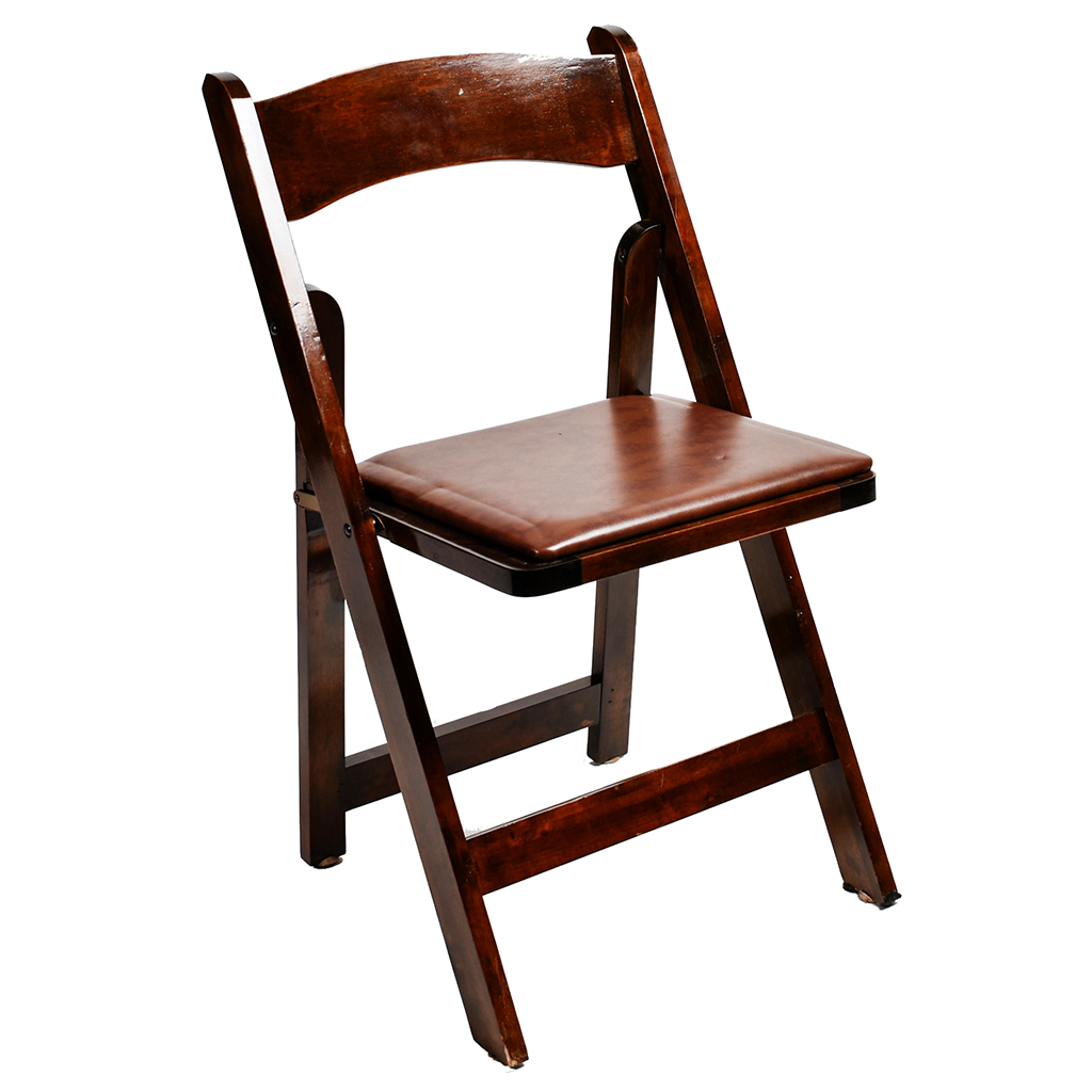 Garden Folding Fruitwood w/ Brown Seat Wood Chair