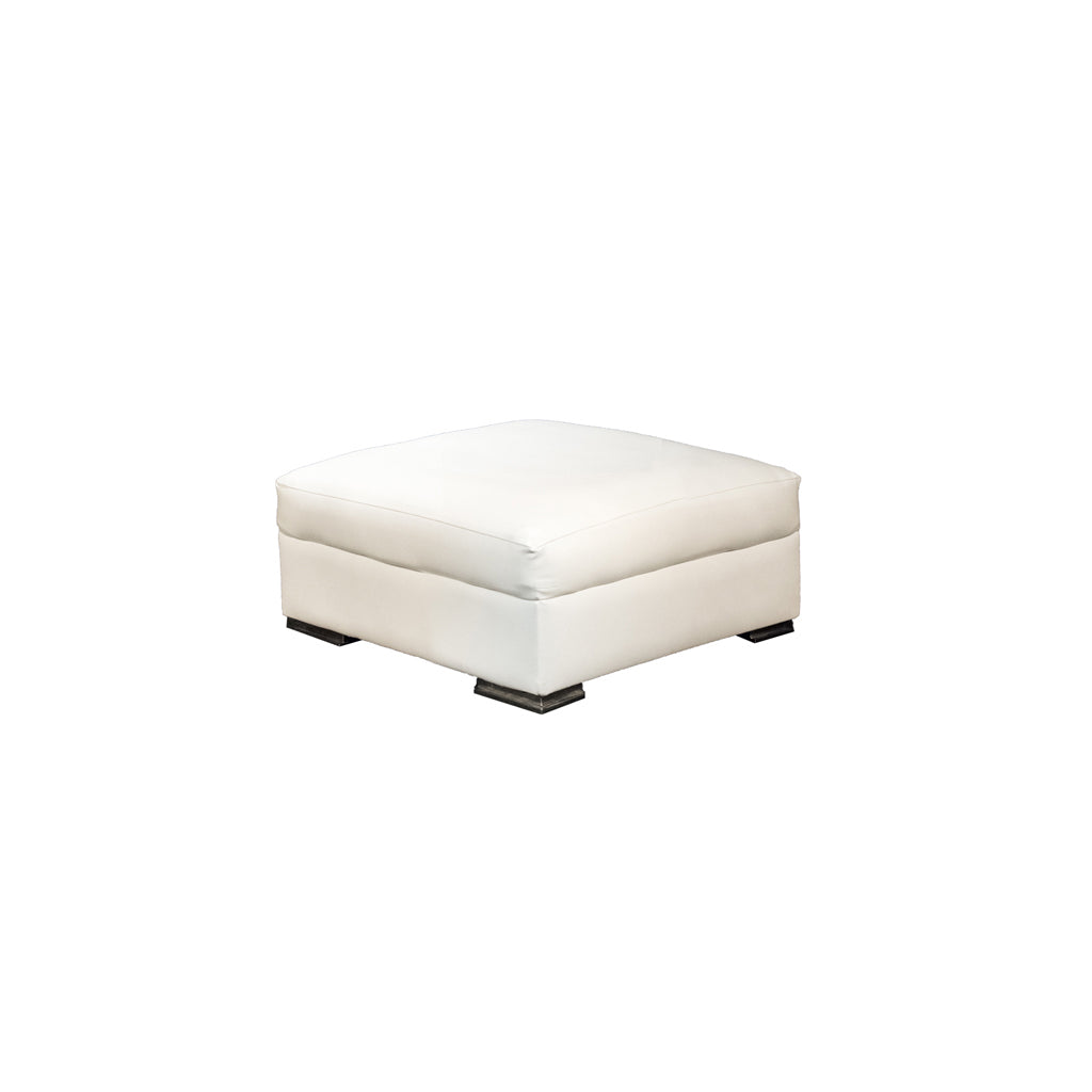 Leather White Square Ottoman - 29"