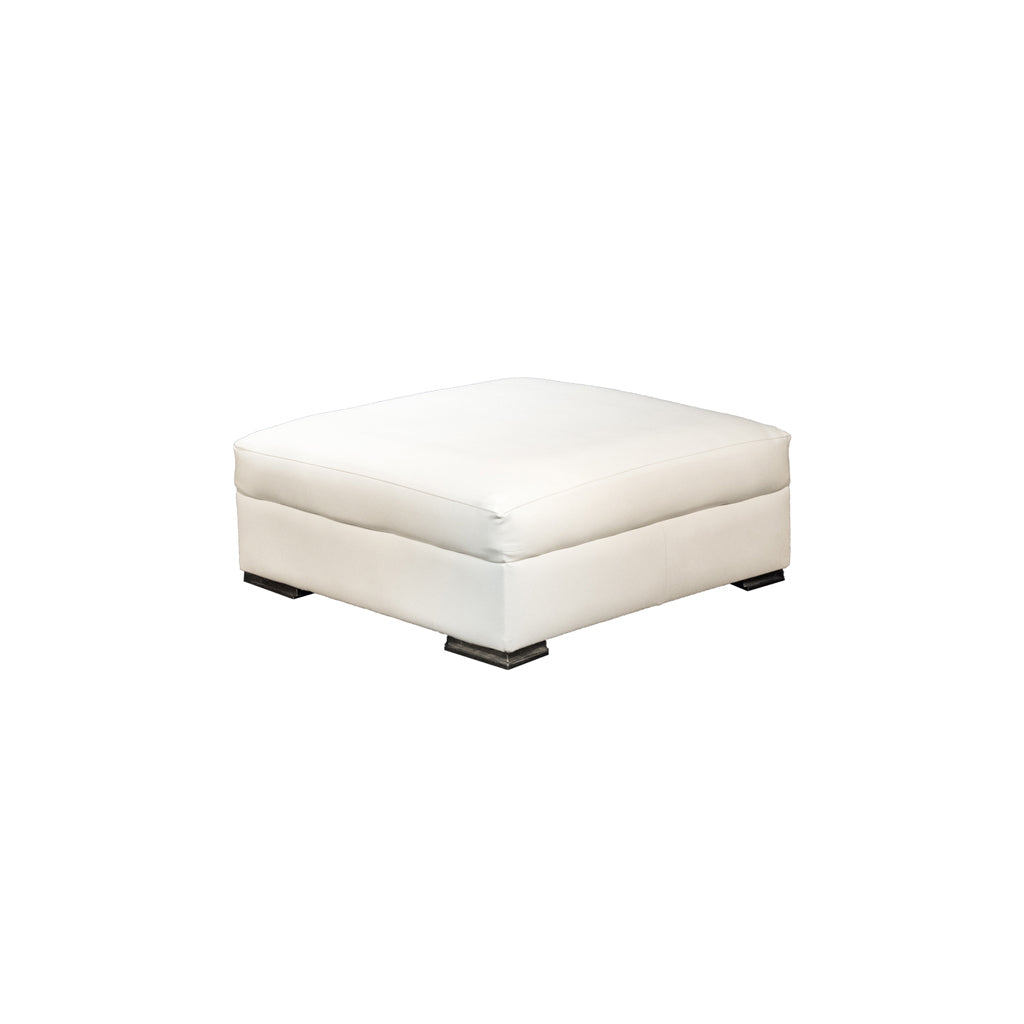 Leather White Square Ottoman - 35"