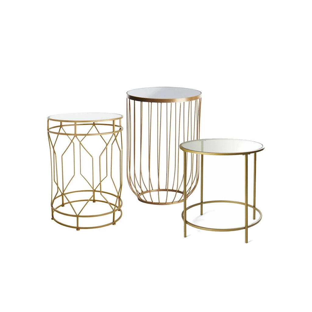 Metallic Mirrored Top Accent Table - Assorted