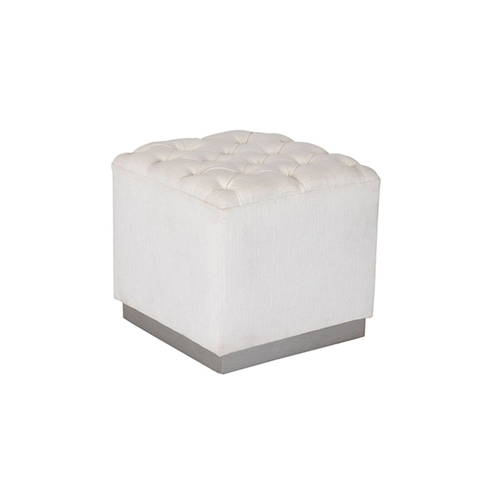 Nicolette White Iridescent Velvet Ottoman