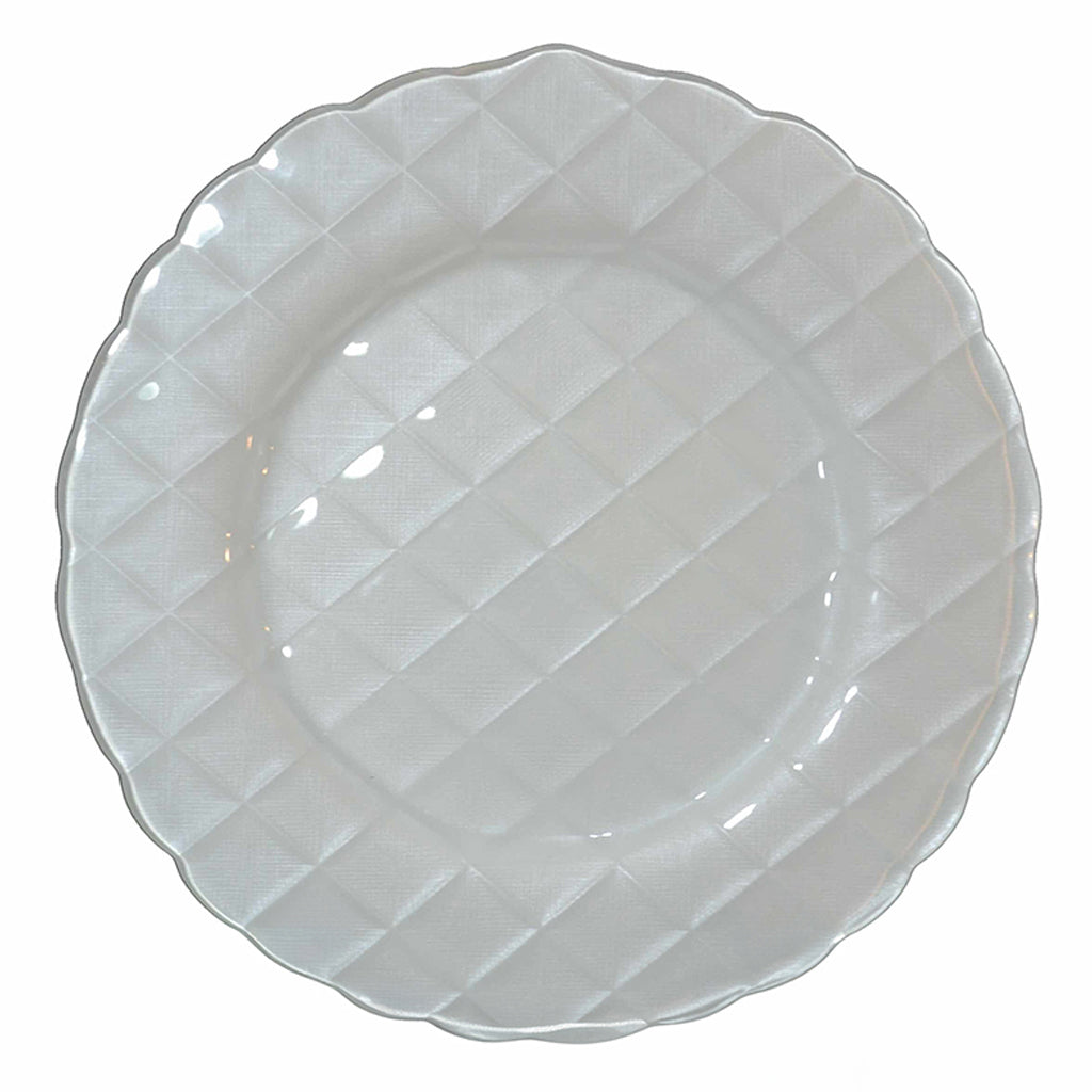 Quilted White Glass Charger